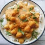 chickpea curry served over rice