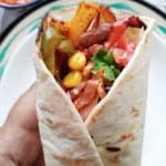 vegan fajitas - stuffings in vegan flour tortillas