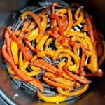 roasted air fryer bell peppers in the basket