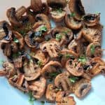 air fryer mushrooms on a white plate