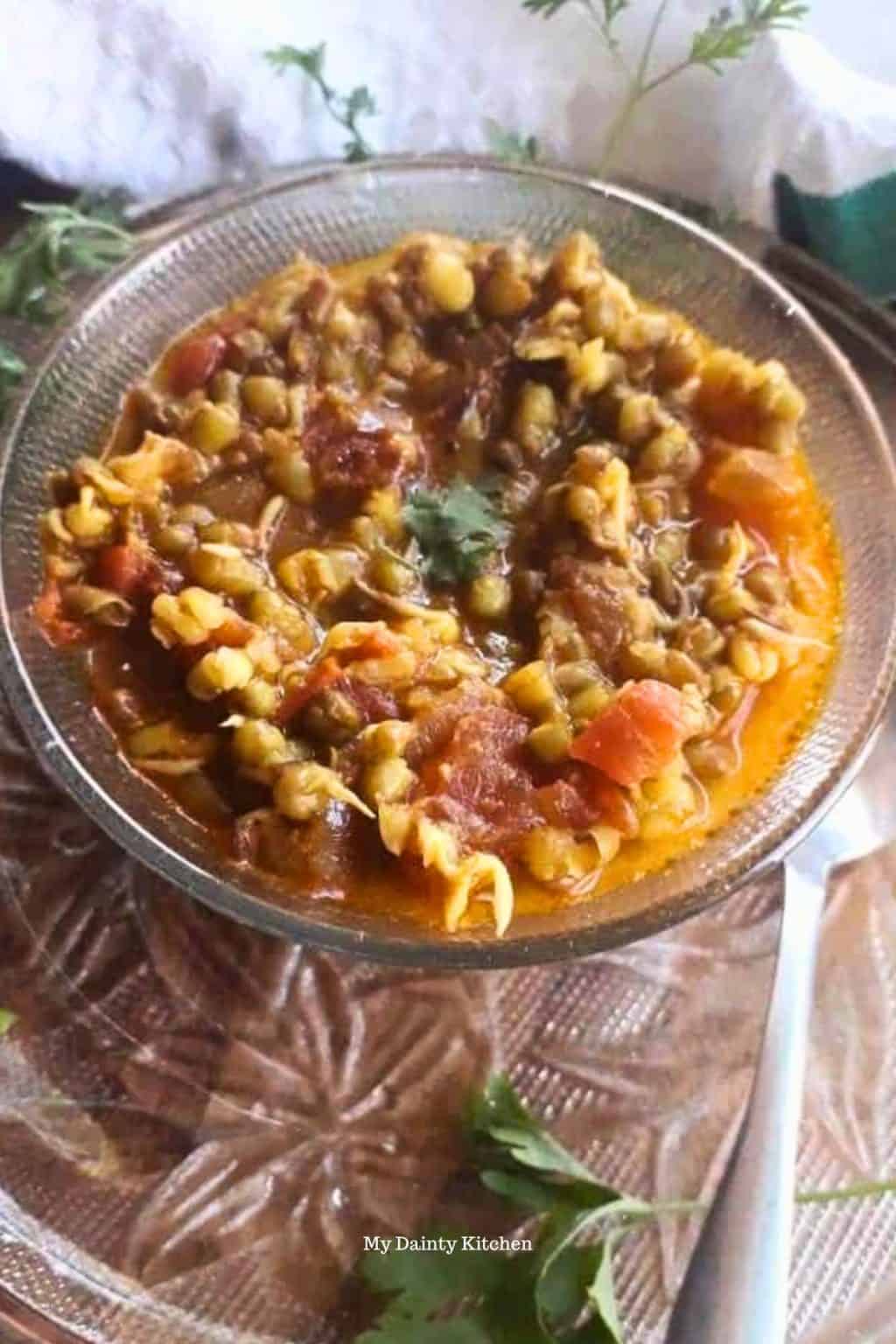 Moong Sprouts Curry (Sprouted Moong Recipe) - My Dainty Kitchen